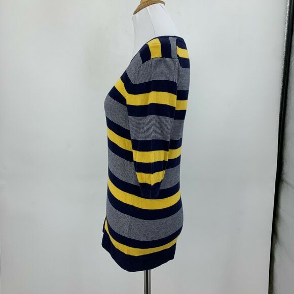 Banana Republic Stripe Shirt Women's Size S Mid Sleeves Scoop Cotton Stretch Top - Picture 3 of 10